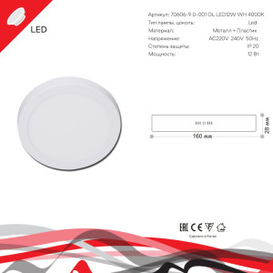 Светодиодная панель  70606-9.5-001OL LED12W WH 4000K